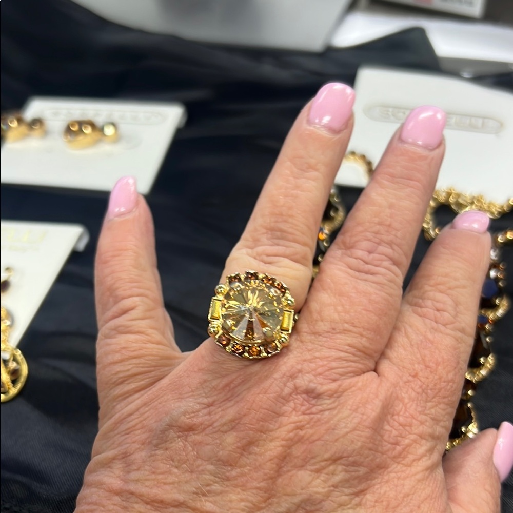 Sorrelli Gold and Brown Necklace with earrings and ring! - Picture 6 of 10